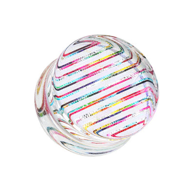 Multi Rainbow Stripes Double Flared Ear Gauge Plug-WildKlass Jewelry