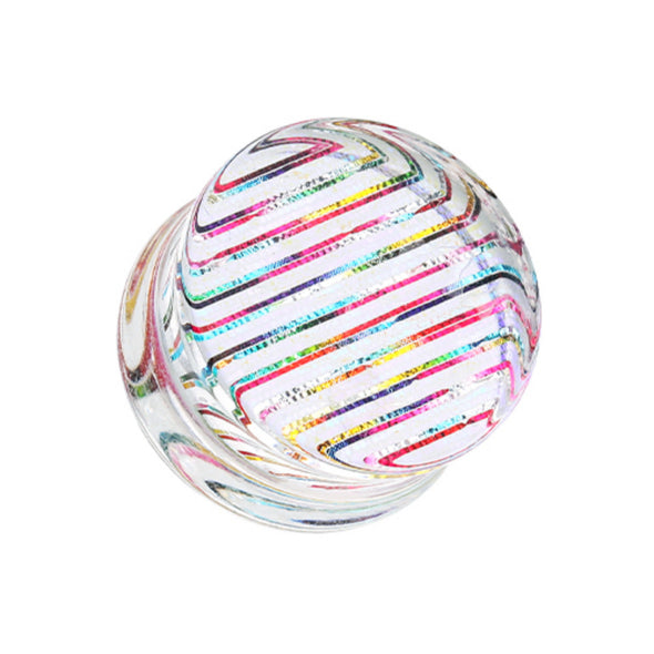 Multi Rainbow Stripes Double Flared Ear Gauge Plug-WildKlass Jewelry