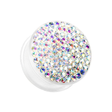 Brilliant Sparkles White Body Single Flared Ear Gauge Plug-WildKlass Jewelry