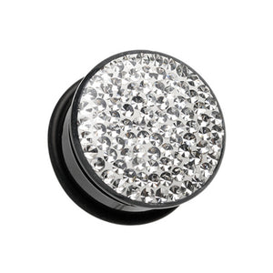 Brilliant Sparkles Black Body Single Flared Ear Gauge Plug-WildKlass Jewelry