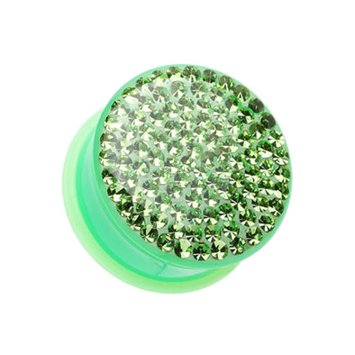 Green Blue Aqua Brilliant Sparkles Color Body Single Flared Ear Gauge Plug-WildKlass Jewelry