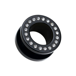 Gems Encircle Screw-Fit Ear Gauge Tunnel Plug-WildKlass Jewelry