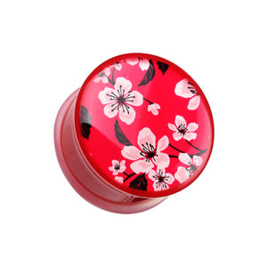 Sakura Cherry Blossom Single Flared Ear Gauge Plug-WildKlass Jewelry