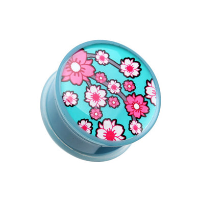 Adorable Sakura Cherry Blossom Single Flared Ear Gauge Plug-WildKlass Jewelry