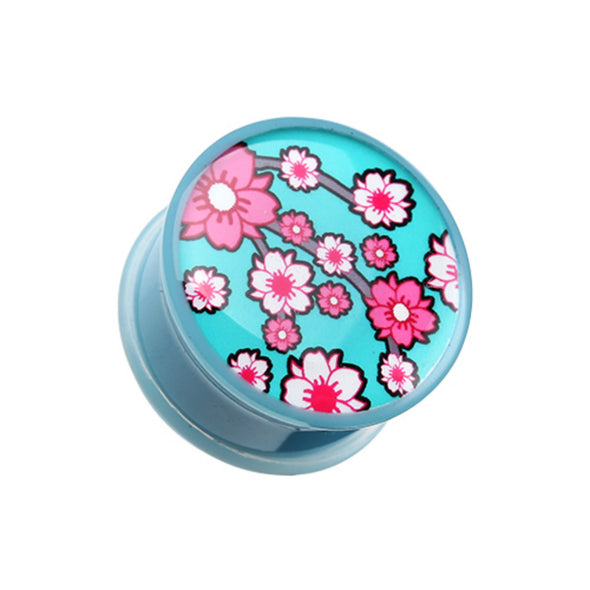 Adorable Sakura Cherry Blossom Single Flared Ear Gauge Plug-WildKlass Jewelry