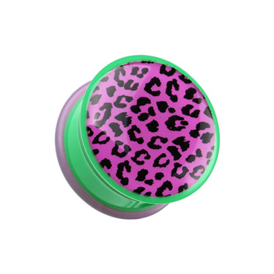 Retro Purple Leopard Print Single Flared Ear Gauge Plug-WildKlass Jewelry