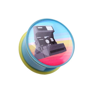 Retro Polaroid Camera Single Flared Ear Gauge Plug-WildKlass Jewelry