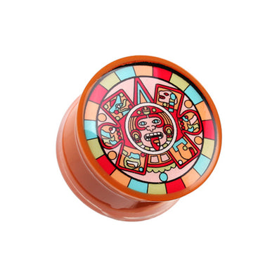 Chromatic Mayan Calendar Single Flared Ear Gauge Plug-WildKlass Jewelry