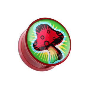 Psychedelic Mushroom Single Flared Ear Gauge Plug-WildKlass Jewelry
