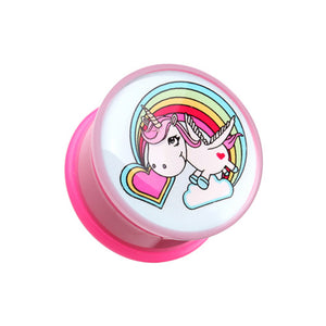 Rainbow Unicorn Single Flared Ear Gauge Plug-WildKlass Jewelry