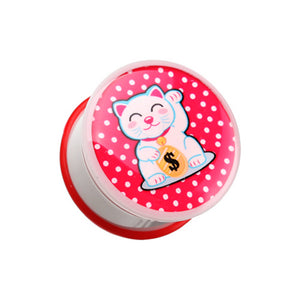 Maneki-Neko Lucky Cat Single Flared Ear Gauge Plug-WildKlass Jewelry