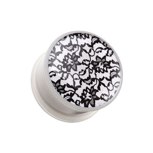 Jamestown Floral Print Single Flared Ear Gauge Plug-WildKlass Jewelry