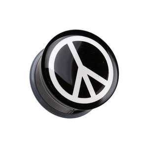 Peace Logo Single Flared Ear Gauge Plug-WildKlass Jewelry