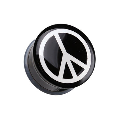Peace Logo Single Flared Ear Gauge Plug-WildKlass Jewelry
