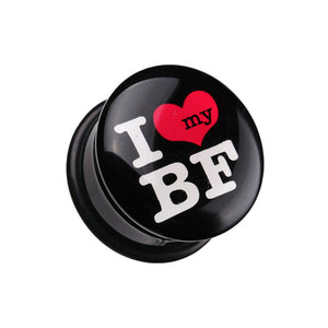 I Heart my BF' Single Flared Ear Gauge Plug-WildKlass Jewelry