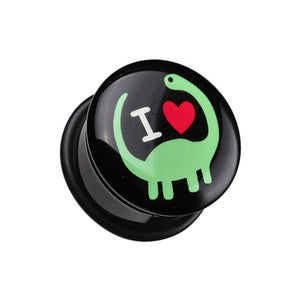 I Heart Dinosaur' Single Flared Ear Gauge Plug-WildKlass Jewelry