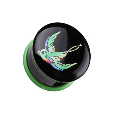 Rainbow Swallow Single Flared Ear Gauge Plug-WildKlass Jewelry