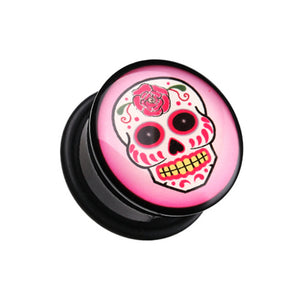 Rosie the Sugar Skull Single Flared Ear Gauge Plug-WildKlass Jewelry