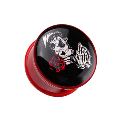 Day of the Dead Prayer Skull Single Flared Ear Gauge Plug-WildKlass Jewelry