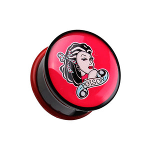 Poison Pin-Up Girl Single Flared Ear Gauge Plug-WildKlass Jewelry