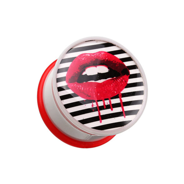 Dripping Lip Pop Art Single Flared Ear Gauge Plug-WildKlass Jewelry