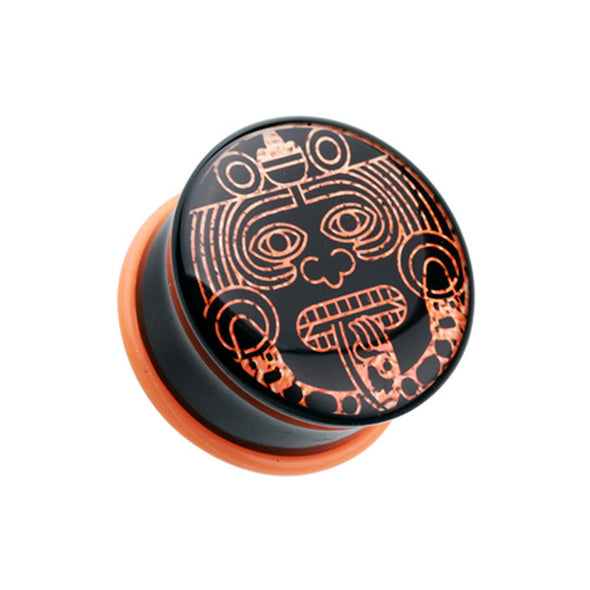 Mayan Calendar God Single Flared Ear Gauge Plug-WildKlass Jewelry