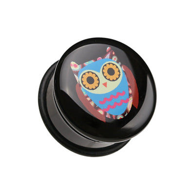 Retro Owl Single Flared Ear Gauge Plug-WildKlass Jewelry