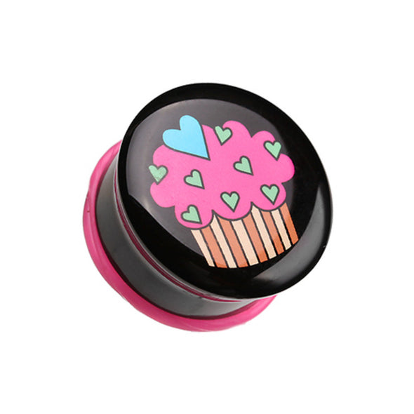 Heartful Cupcake Single Flared Ear Gauge Plug-WildKlass Jewelry
