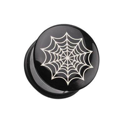 Spider Web Single Flared Ear Gauge Plug-WildKlass Jewelry