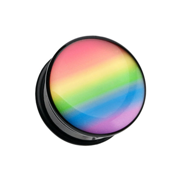 Pastel Rainbow Gradient Single Flared Ear Gauge Plug-WildKlass Jewelry