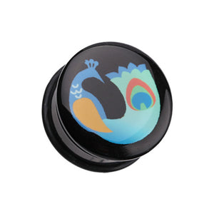 Vibrant Peacock Single Flared Ear Gauge Plug-WildKlass Jewelry