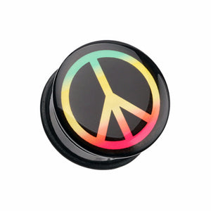 Rasta Peace Sign Single Flared Ear Gauge Plug-WildKlass Jewelry