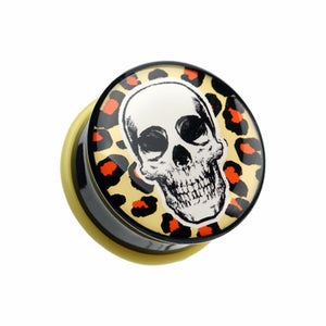 Leopard Skull Single Flared Ear Gauge Plug-WildKlass Jewelry