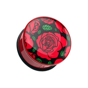 Romantic Rose Flower Single Flared Ear Gauge Plug-WildKlass Jewelry