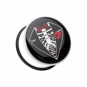 Skeleton Tuxedo Single Flared Ear Gauge Plug-WildKlass Jewelry