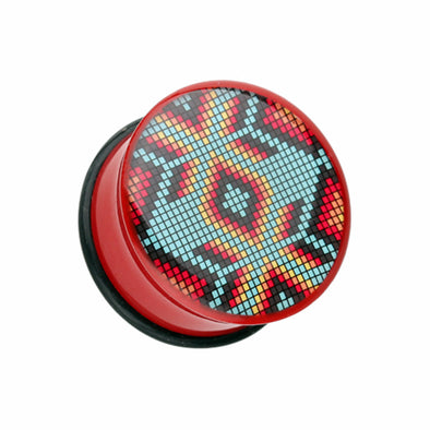 Red Navajo Beads Single Flared Ear Gauge Plug-WildKlass Jewelry