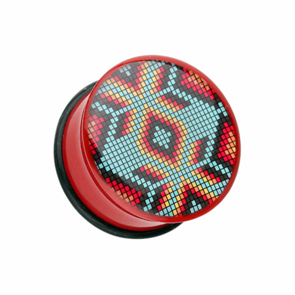 Red Navajo Beads Single Flared Ear Gauge Plug-WildKlass Jewelry