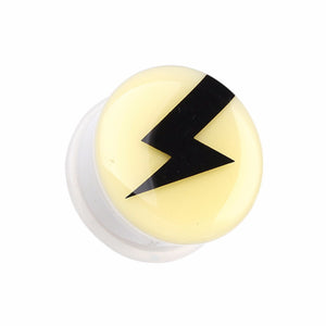 Glow in the Dark Lightning Thunder Single Flared Ear Gauge Plug-WildKlass Jewelry