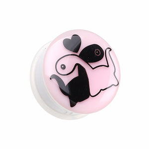 Glow in the Dark Dino Love Single Flared Ear Gauge Plug-WildKlass Jewelry