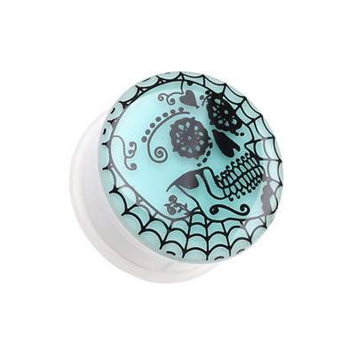 Glow in the Dark Spider Web Sugar Web Single Flared Ear Gauge Plug-WildKlass Jewelry