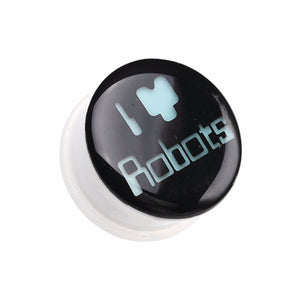Glow in the Dark I Heart Robots Single Flared Ear Gauge Plug-WildKlass Jewelry