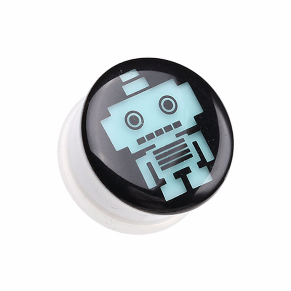Glow in the Dark Robot Single Flared Ear Gauge Plug-WildKlass Jewelry