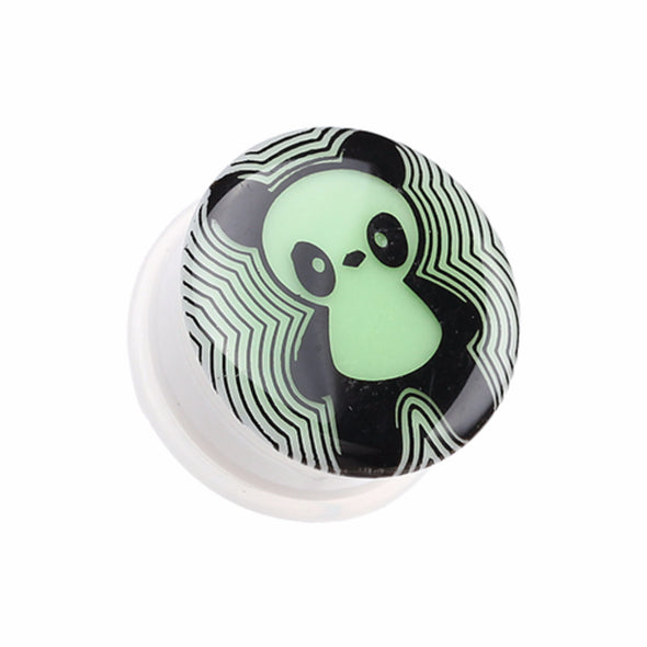 Glow in the Dark Panda Single Flared Ear Gauge Plug-WildKlass Jewelry