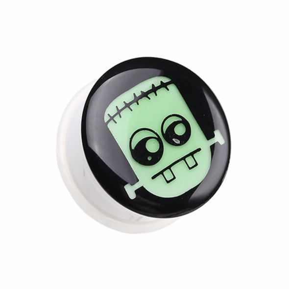 Glow in the Dark Frankenstein Single Flared Ear Gauge Plug-WildKlass Jewelry