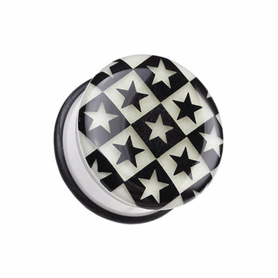 Glow in the Dark Checkered Stars Single Flared Ear Gauge Plug-WildKlass Jewelry
