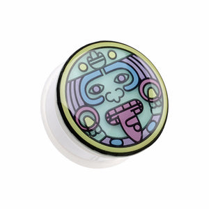 Glow in the Dark Multi Colored Mayan Single Flared Ear Gauge Plug-WildKlass Jewelry