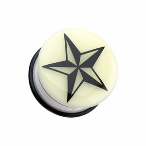 Glow in the Dark Nautical Star Single Flared Ear Gauge Plug-WildKlass Jewelry