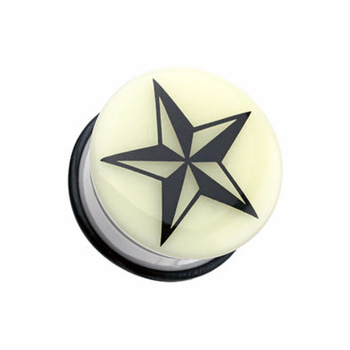 Glow in the Dark Nautical Star Single Flared Ear Gauge Plug-WildKlass Jewelry