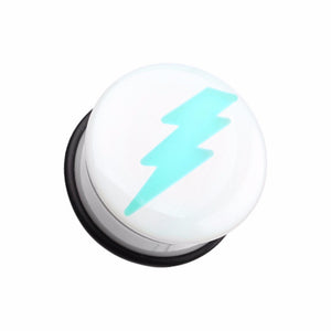 Glow in the Dark Lightning Bolt Single Flared Ear Gauge Plug-WildKlass Jewelry