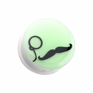 Glow in the Dark Mustache Detective Single Flared Ear Gauge Plug-WildKlass Jewelry